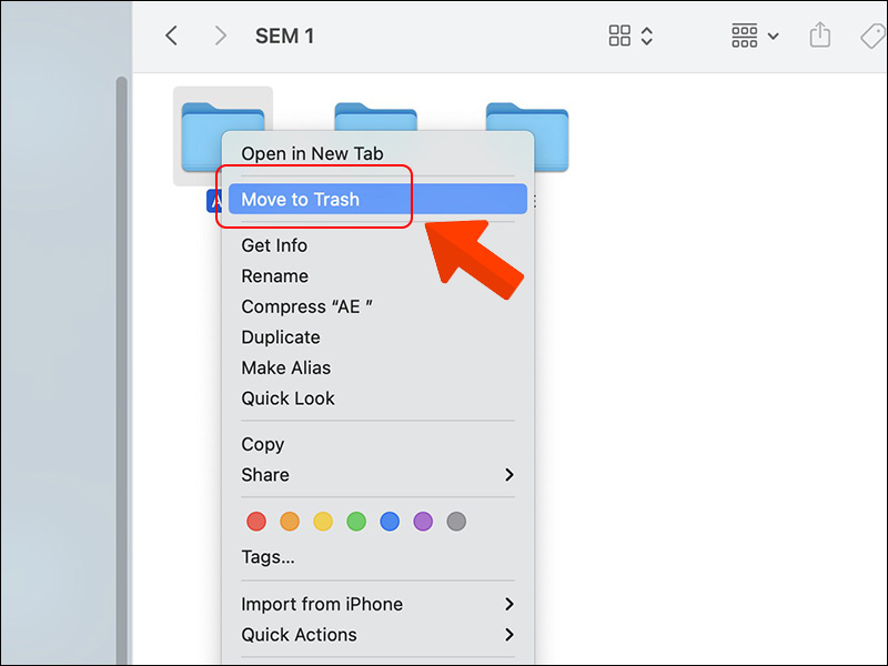 Chọn chuyển thư mục v&agrave;o sọt r&aacute;c